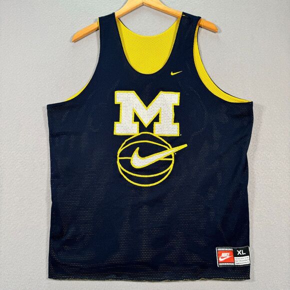 Vintage Michigan Wolverines Basketball Jersey Mens XL Blue Yellow Reversible Y2K - Picture 4 of 12